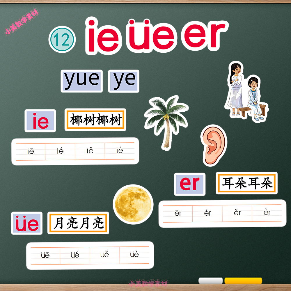 《ieüeer》小学一年级上册语文公开课赛课板贴模板 板书设计电子版PDF