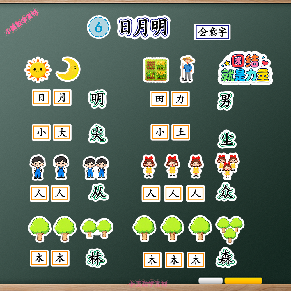 《日月明》小学一年级上册语文公开课赛课板贴模板 板书设计电子版PDF