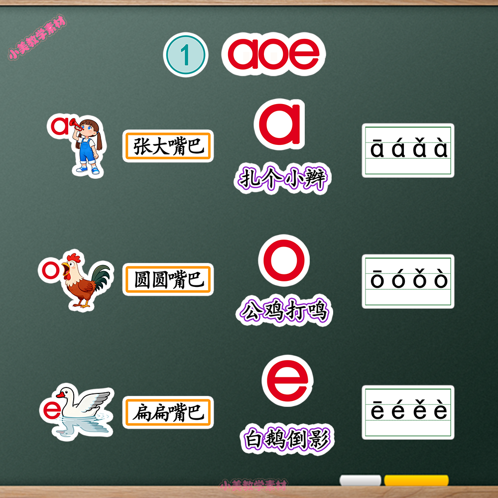 《aoe》小学一年级上册语文公开课赛课板贴模板 板书设计电子版PDF