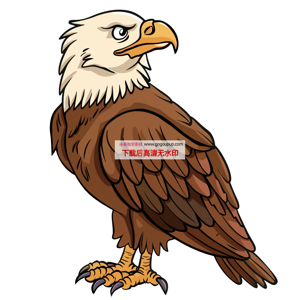 霸气白头海雕中心构图卡通插画