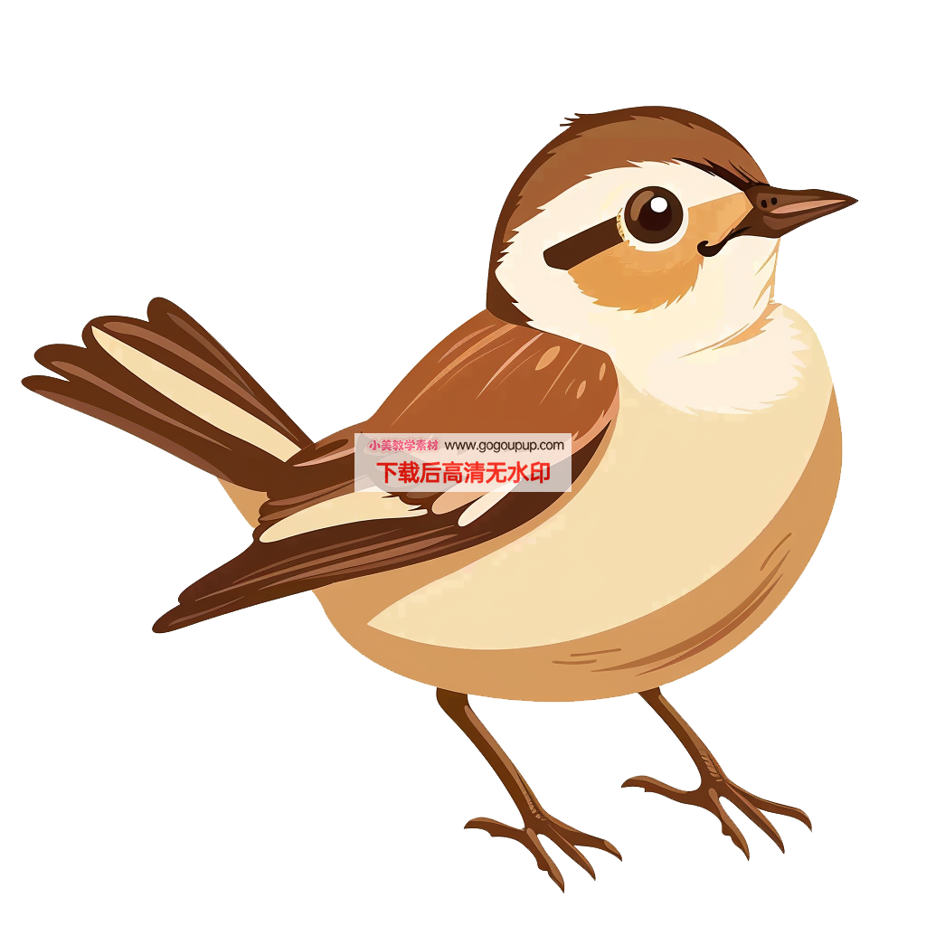 棕白暖色中心小鸟插画