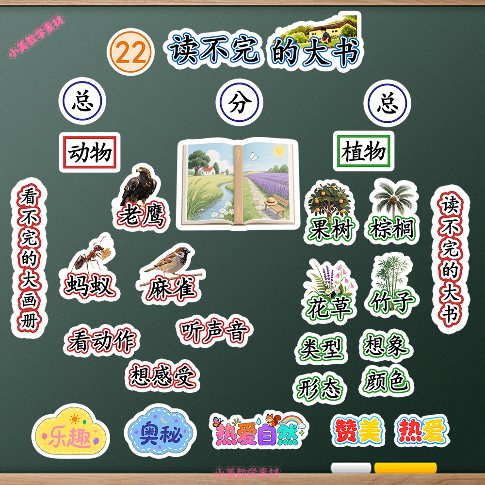 《读不完的大书》小学三年级上册语文公开课赛课板贴模板 板书设计电子版PDF